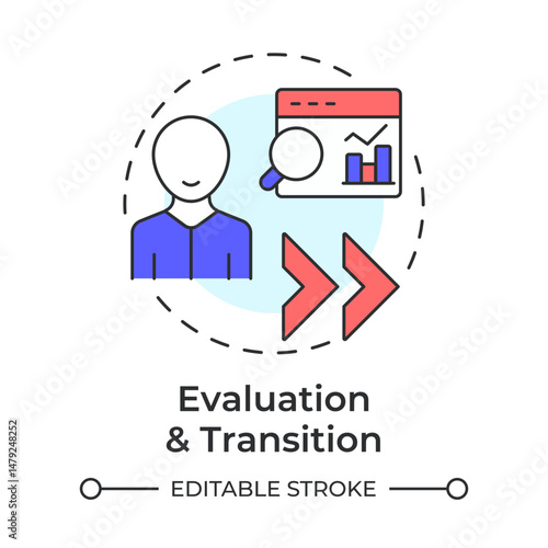 Evaluation and transition multi color concept icon. Data analysis, monitoring. Round shape line illustration. Abstract idea. Graphic design. Easy to use in infographic, presentation