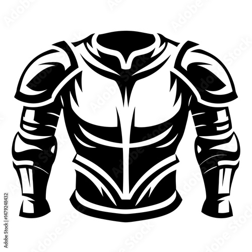 Vector illustration of a torso armor in black and white style