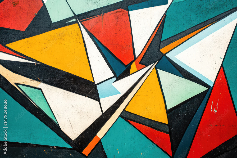 Fototapeta premium A geometric abstract design with sharp lines and contrasting colors.