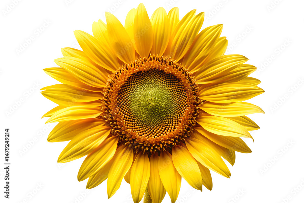 Fototapeta premium A radiant sunflower in full bloom close up view isolated on transparent background.