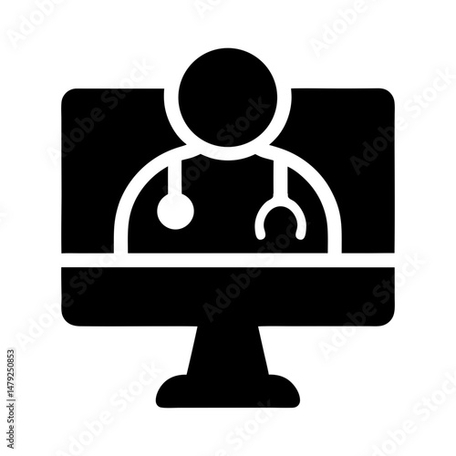 telemedicine icon silhouette
