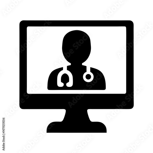 telemedicine consultation icon silhouette
