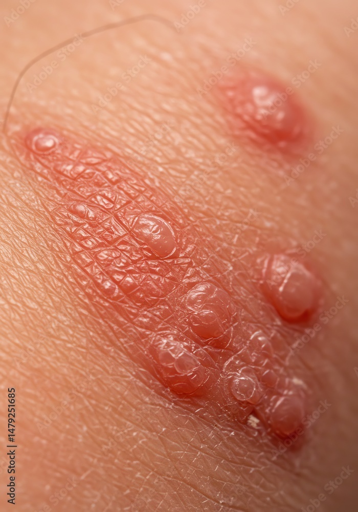 Fototapeta premium Close-up of Skin with Red Bumps: A Detailed Medical Image