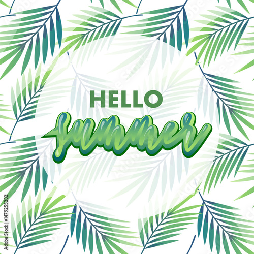 hello summer. hand written lettering. vector illustration.