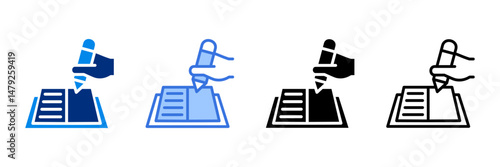 Writing  Icon Set Multiple Style Vector Illustration 