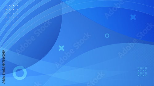 Blue abstract background with curved lines and geometric shapes. Suitable for modern website design, digital art projects, or dynamic social media graphics.