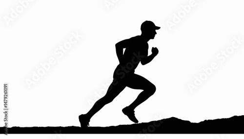 Athlete running silhouette at full speed, dedication and strength
