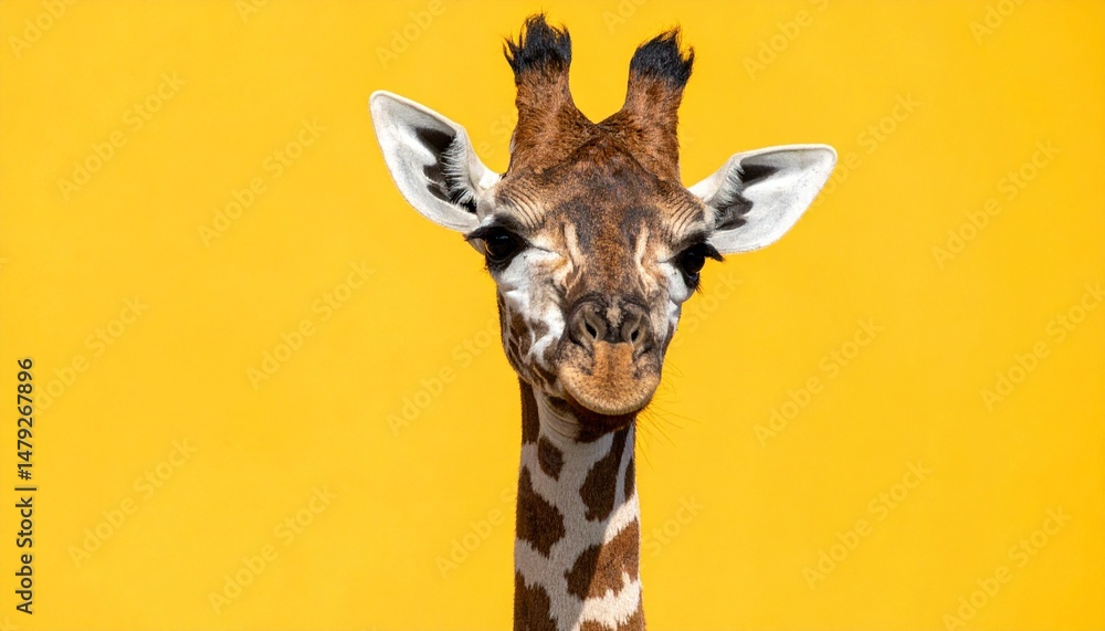 Obraz premium giraffe on yellow background