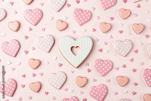 Pastel Hearts Scattered on a Light Background