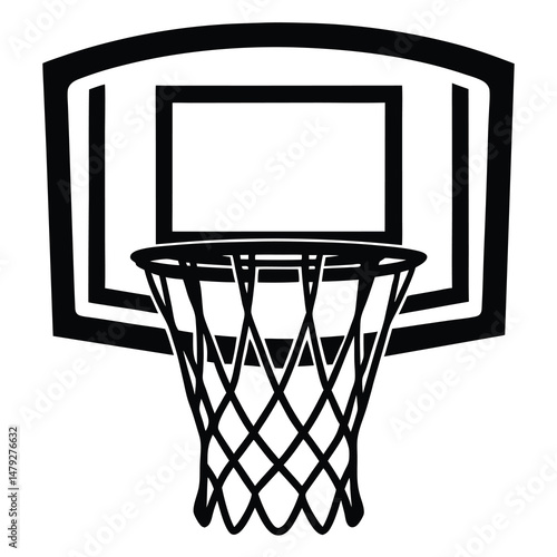 Basketball hoop, ready for game time, illustration of the net and backboard