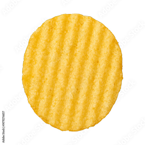 Single ridged potato chip isolated on transparent background, generative ai