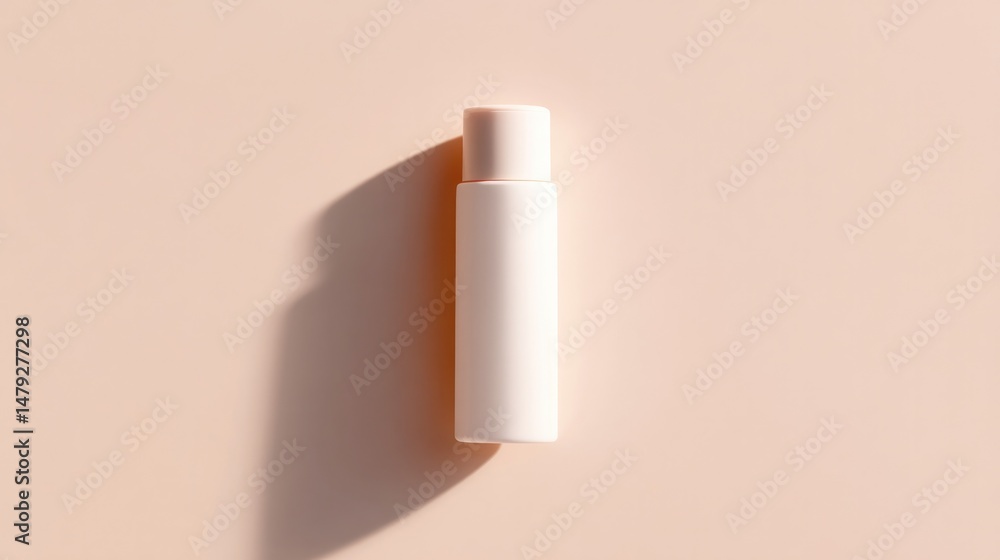 minimalistic photo of sunscreen bottle casting shadow on plain pastel background minimalistic photo of sunscreen bottle casting shadow on plain pastel background