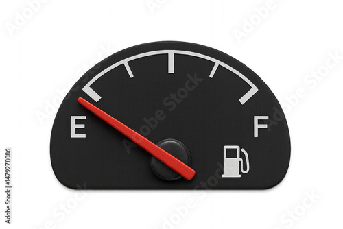 Fuel gauge with needle pointing close to empty (