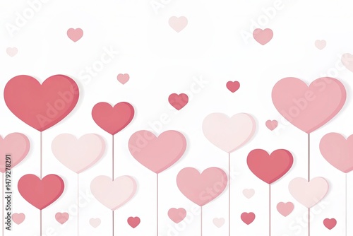 Pastel Hearts Scattered on a Light Background