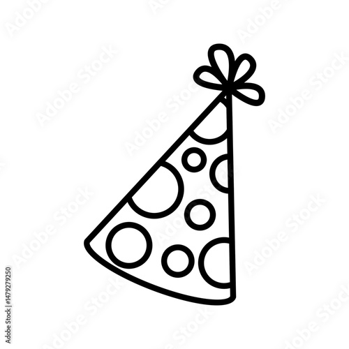 Party Hat Dot Outline style, dotted party hat, great for kid birthday cards, event banners, and party invites.