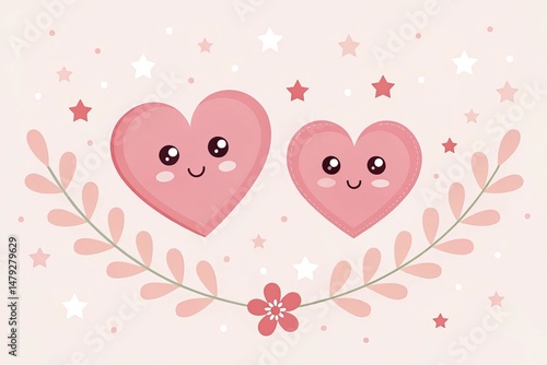 Pastel Hearts Scattered on a Light Background