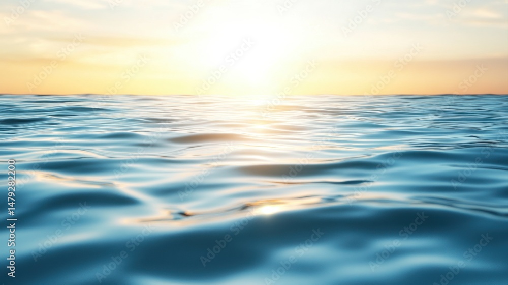 Naklejka premium Tranquil blue water ripple surface at sunset ocean view nature photography serene environment