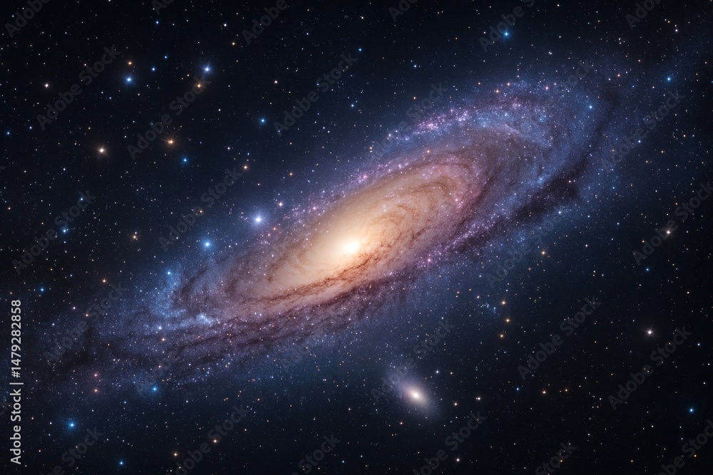 Fototapeta premium Spiral galaxy amidst cosmic stars.