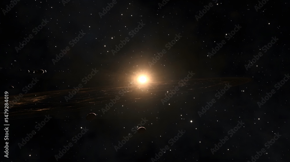 Fototapeta premium Deep space view with stars and a distant galaxy