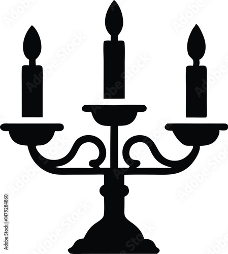 candelabra silhouette vector symbol, candlestick isolated