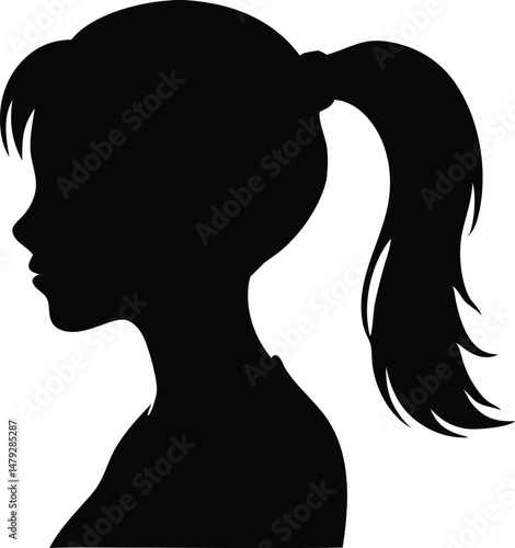 woman ponytail silhouette vector icon