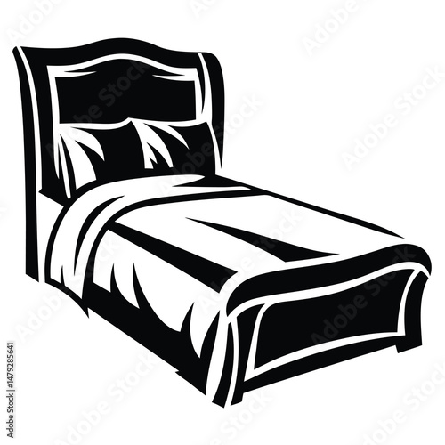 A simple and elegant monochrome image of a classic bed style