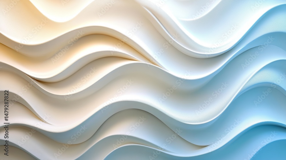 Obraz premium Flowing Harmony Abstract Background with Gentle White Waves on Gradient, Serene Design