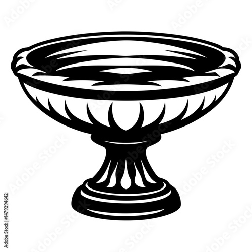 Elegant black and white illustration of a footed bowl on a pedestal