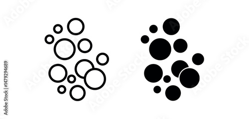 Water bubbles icon. clear fizzy soda drops symbol. soap foam sign. bathing concept. group of spheres oxygen png and vector illustration on transparent background