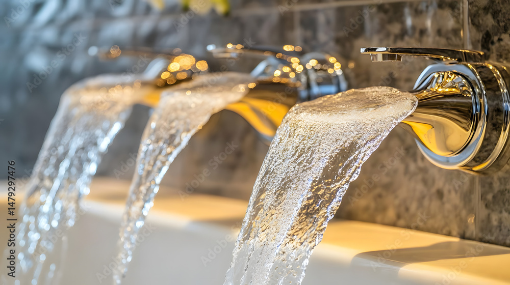 Water Flows from Faucet into Tub