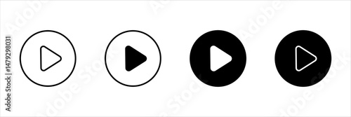 Set of play buttons icons. Play buttons. Video audio player button vector illustration.