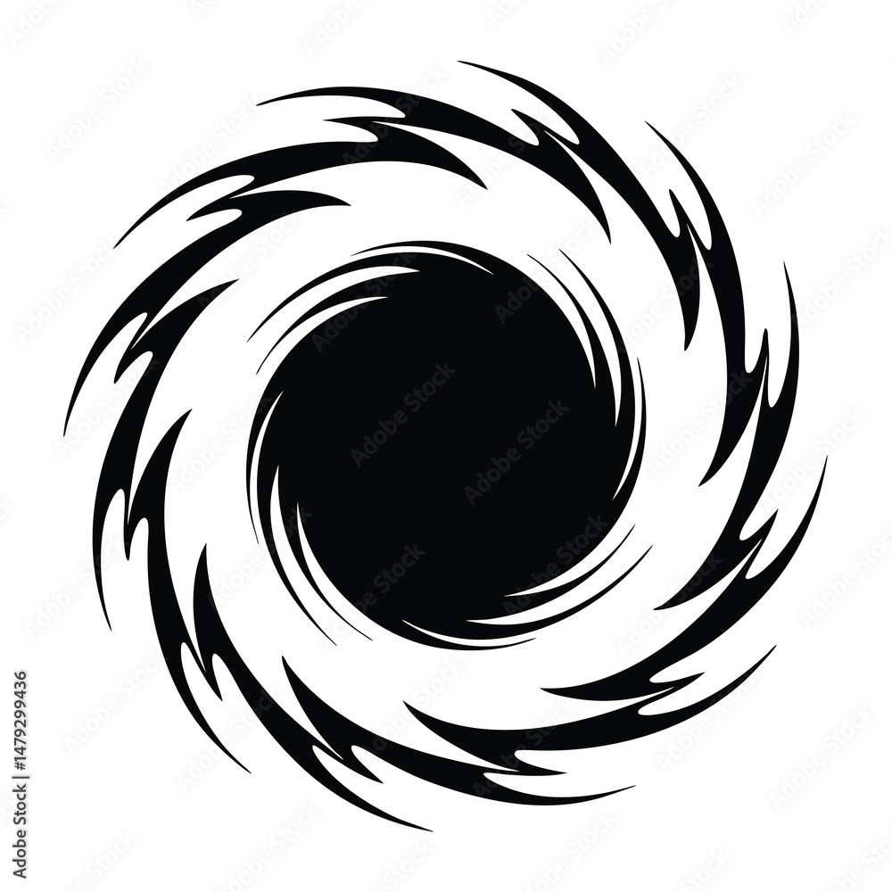 Abstract vortex illustration of a spiraling pattern in black and white Abstract vortex illustration of a spiraling pattern in black and white