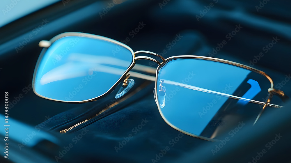 Blue Lens Glasses Reflecting Sky