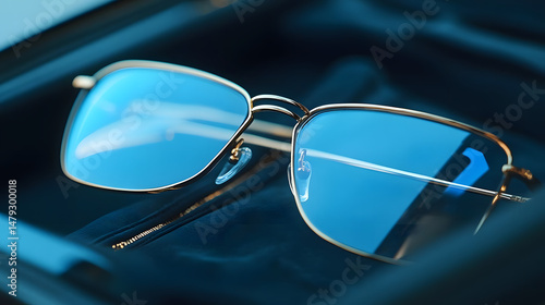 Obraz na płótnie Blue Lens Glasses Reflecting Sky w salonie