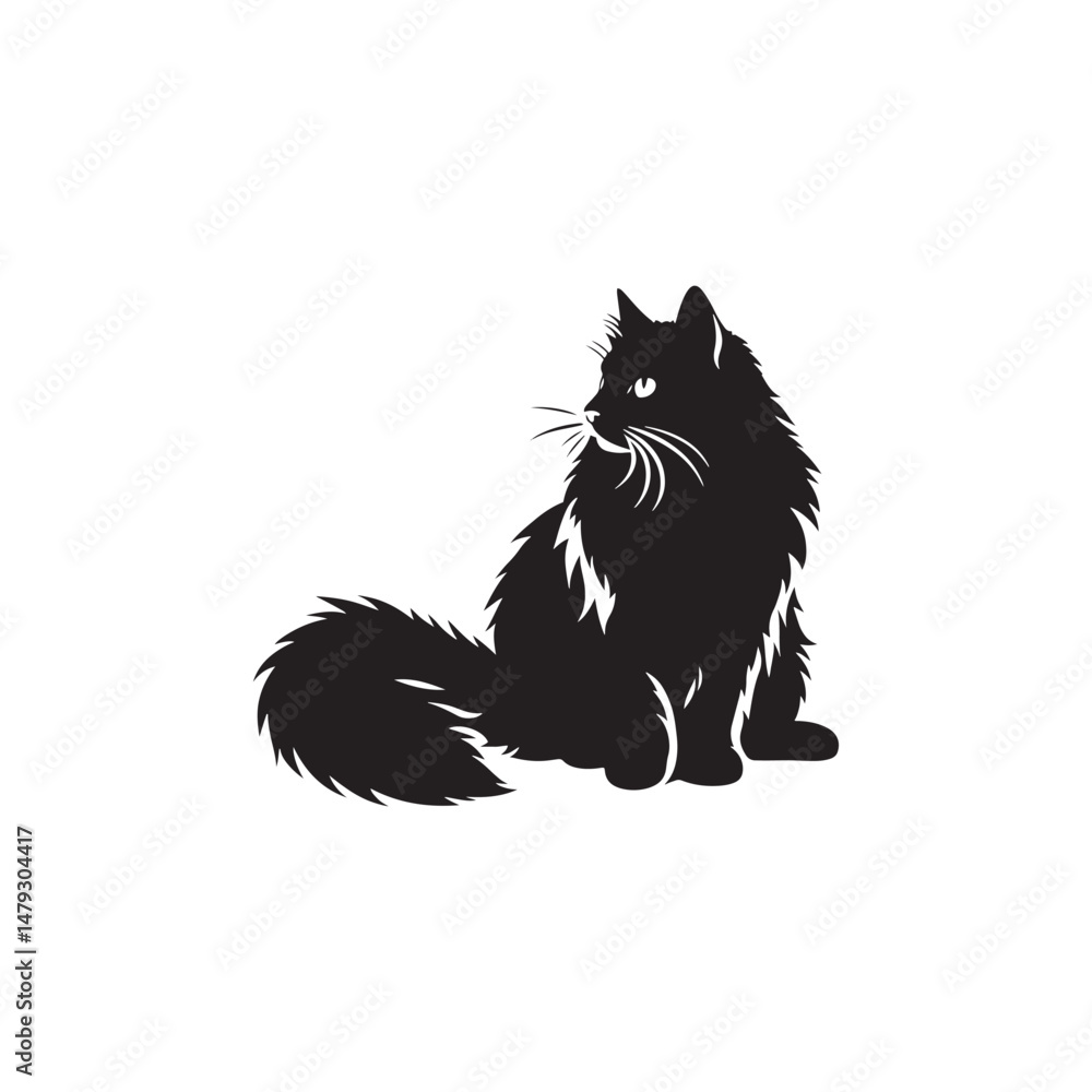 Norwegian Forest Cat Vector Silhouette: Majestic, Long-Haired Feline with Thick Coat and Bushy Tail, Captured in a Sleek, Minimalist Outline for Artistic, Modern Designs.
Norwegian Forest Cat Vector Silhouette: Majestic, Long-Haired Feline with Thick Coat and Bushy Tail, Captured in a Sleek, Minimalist Outline for Artistic, Modern Designs.
