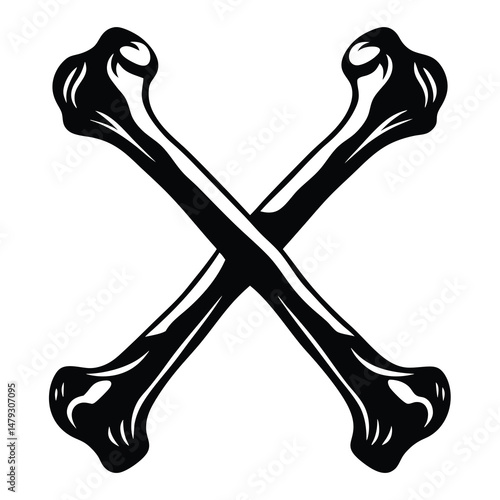 Crossed bones symbol representing danger, piracy, death, or warning, in black silhouette