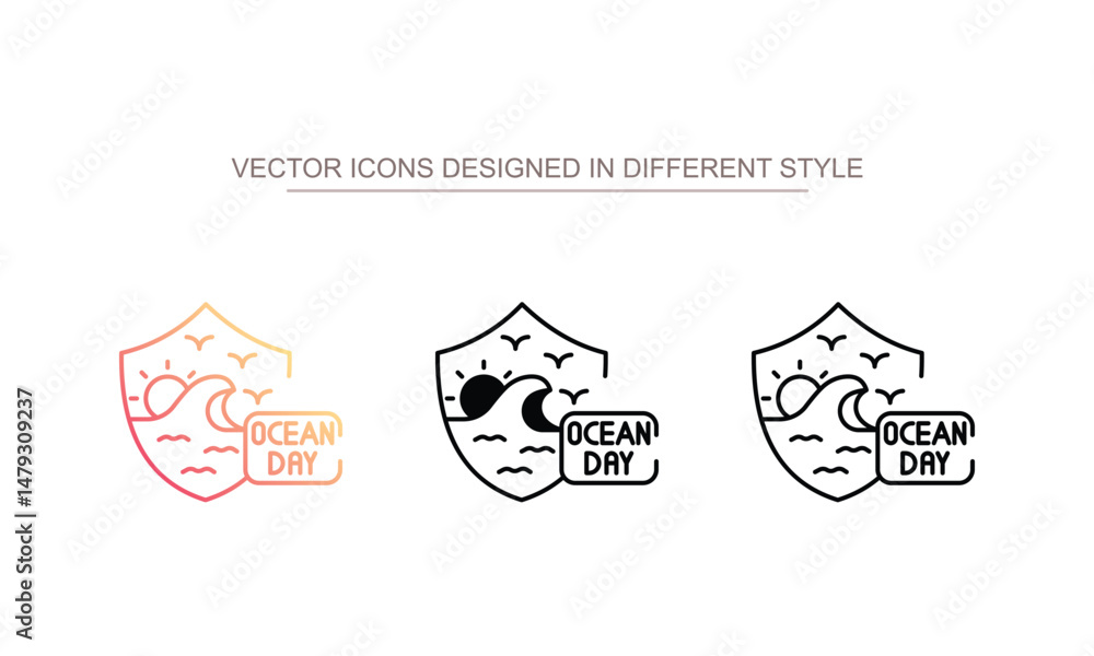 Ocean Day icon design with white background stock illustration Ocean Day icon design with white background stock illustration