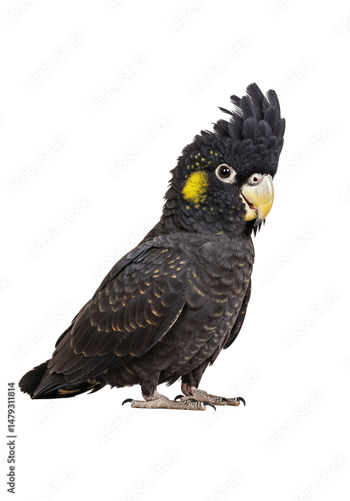 Obraz premium Yellow-tailed Black Cockatoo on White Background
