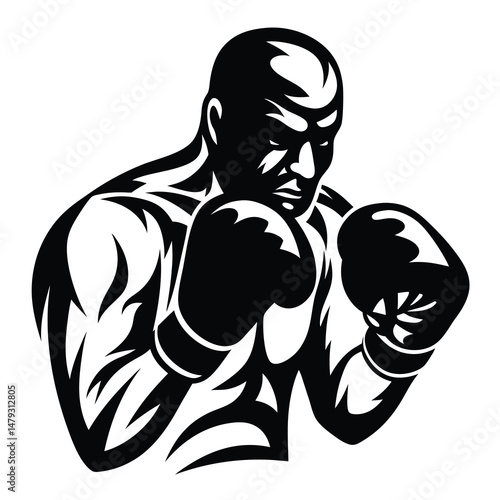 A strong and determined boxer ready for his next competitive fight