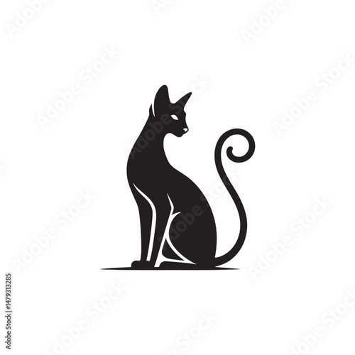Oriental Shorthair Vector Silhouette: Sleek, Elegant Feline with Graceful Posture and Almond-Shaped Eyes, Captured in a Minimalist Outline for Modern Art, Pet Designs, and Illustrations.
