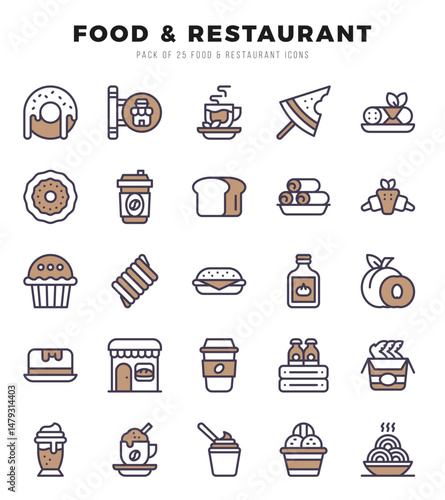 Simple Set of Food and Restaurant Related Vector Two Color Icons.
