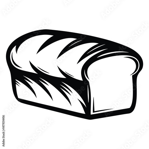 Black and white illustration of a loaf of sliced white bread