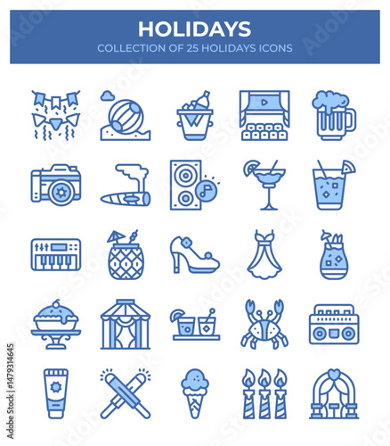 Holidays. Collection of 25 Festive and Fun Holiday Icons
