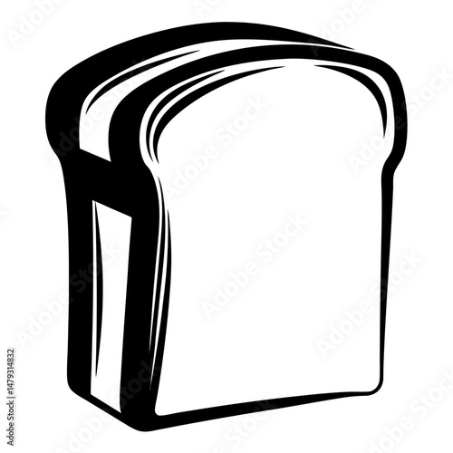 Stylized loaf of sliced bread illustration, black and white drawing vector