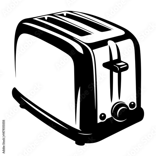Stylish black and white drawing of a two slice toaster appliance