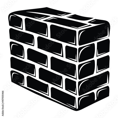 Black and White Illustration of Brick Wall with a Unique Design