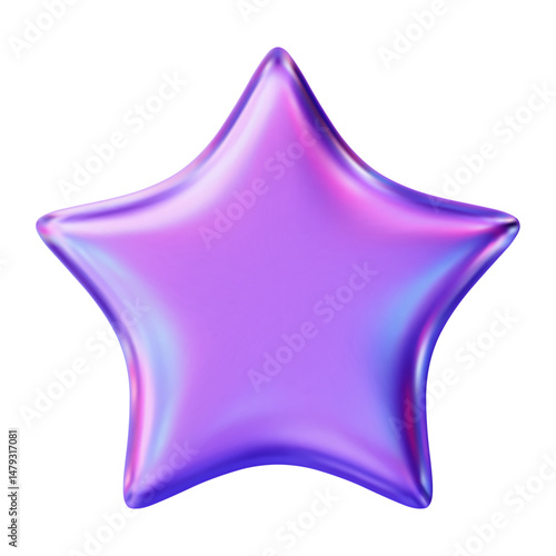 3d neon or holographic star. Stock vector illustration on isolated background.