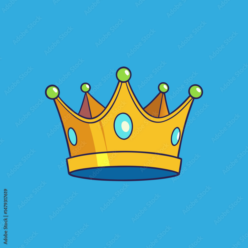 王冠のシンプルなアイコン / Simple crown icon on blue 王冠のシンプルなアイコン / Simple crown icon on blue
