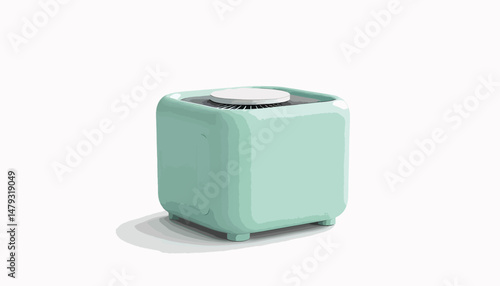 Compact mint green air purifier on white background, modern efficiency