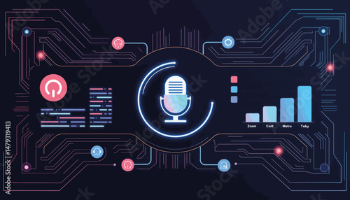 Futuristic AI assistant dashboard for Zoom meetings, visual innovation